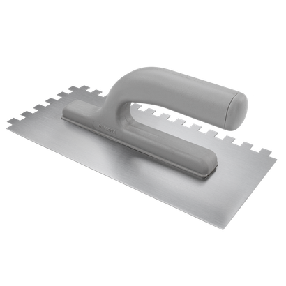 Platoir à colle inox dent château 10mm avec manche bi-matière - 270x130mm