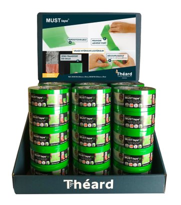 Ruban adhésif MUST tape vert - 25M x 5CM - Présentoir de 30 rouleaux