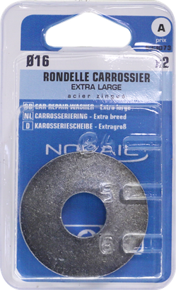 Rondelle carrossier Acier zingué Ø16x50 Blister de 2