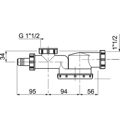 Siphon évier ESPACE - extraplat + prise machine à laver 11/2                              "