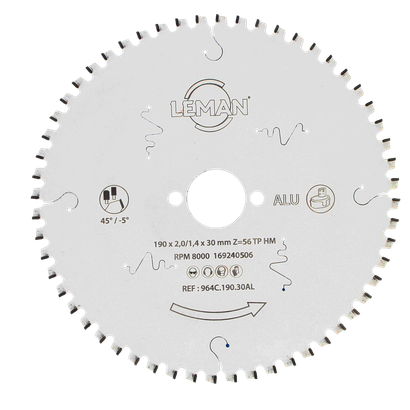 Lame scie circulaire alum Ø165 alésage 20 - Leman