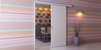 Rail en applique Paris pour porte coulissante bois avec revêtement blanc 