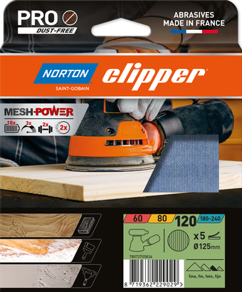Disques abrasifs velcro Meshpower M920 125 G120 - Lot de 5