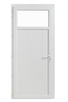 Bloc-porte de service PVC Occulus Isolé N60 - Serrure 5 points - Poussant Gauche - 205 x 80CM