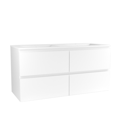 Ensemble meuble + plan vasque COME Blanc – Larg. 121 x Ht. 62 x Prof. 46 cm.