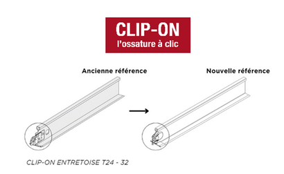 Entretoise CLIP ON T24 L.1,2M Blanc - Eurocoustic