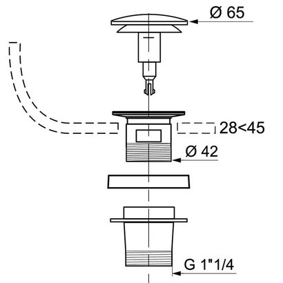 Bonde de lavabo QUICK-CLAC en PVC avec trop plein clapet inox 