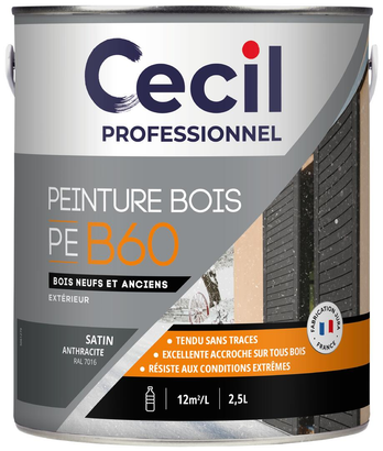 Peinture Bois PE B60 - Anthracite Satiné - Pot de 2,5L