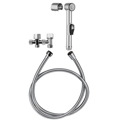 Combiné de douchette hygiène WC SHATTAF Chromé + support + flexible                          