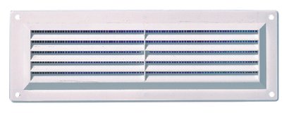 GRILLE VENTILATION 165X86 BLANC PLASTIQUE -AVEC MOUSTIQUAIRE
