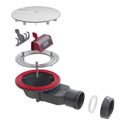 Bonde de douche SLIM+ Ø 90 mm extraplate dôme abs chromé sortie horizontale                      