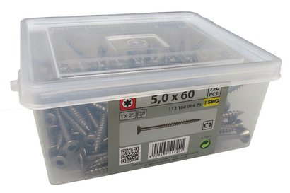 SEAU VIS BOIS ET PANNEAUX - 5.0 X 100 - INOX C1 - TX 25 Inox C1 - P/75