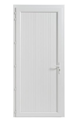 Bloc porte de service PVC pleine rainurée non isolée 215 x 90CM - poussant gauche