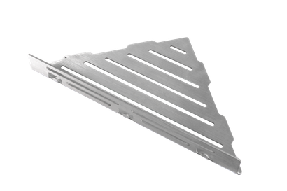 Tablette d’angle TI-Shelf LM1+ Dural inox brossé avec rebord
