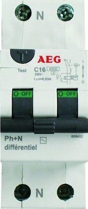 DISJONCTEUR DIFFERENTIEL PHASE ET NEUTRE 16 AMPERES 30MA