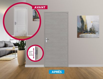 Porte réversible Alvéolaire RENOVE PORTE VERONE Fin de chantier - Taupe - Serrure PDDT  - 204x73cm 