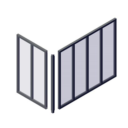 Poteau d'angle pour Verrière Atelier Fixe Alu Noir sablé - Ht115cm 35x35mm