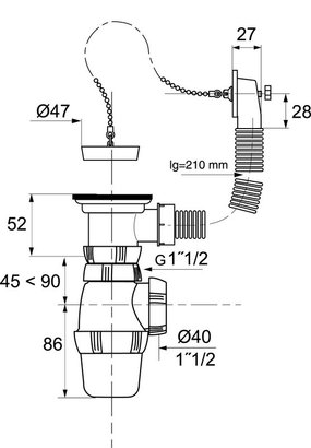 ENSEMBLE EVIER INOX 1 BAC D50 BDE AC TROP PLEIN ET PMAL