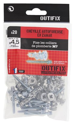 CHEVILLE ZAMAK AUTOFORANTE TOROFIX ET PATTE DE VIS PAR 20