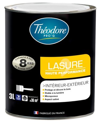 Lasure aqua Theodore Pro'G bois INCOLORE 3 L