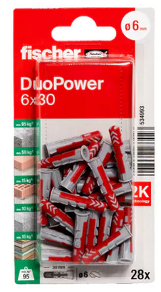 Cheville DuoPower 6x30 - Blister 28 pièces