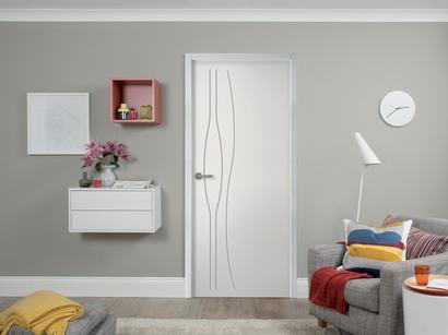 Bloc-porte BOREAL à recouvrement - Alvéolaire Groove rainuré - Huisserie Perf+ 86 x 54MM - Serrure PDDT - poussant gauche - 204 x 83CM