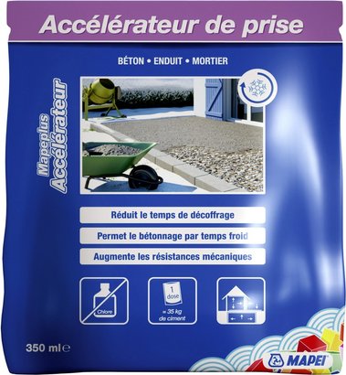 Accélérateur de prise pour béton - MAPEPLUS ACCELERATEUR - Dose de 350ml