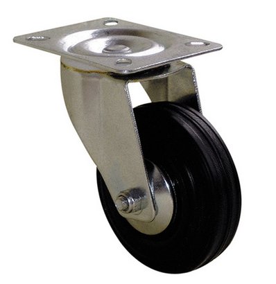 ROULETTE CAOUTCHOUC NOIR PIVOTANTE D100