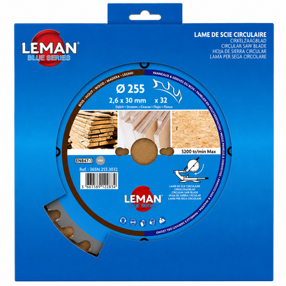 Lame scie circulaire bois Ø255 alésage 30 - Leman