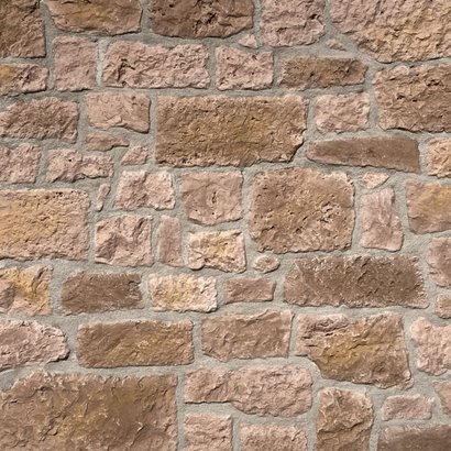 Parement en pierre reconstituée Manoir ton brique rouge/rose pour mur intérieur et extérieur