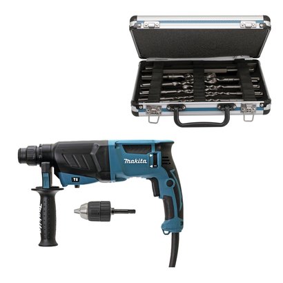 Pack avec Perforateur-burineur SDS Plus HR2630X7 Makita 800W 26MM + Coffret d'outils 13 pièces D42400