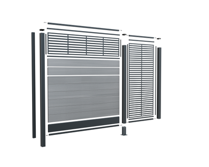 Poteau Alu pour clôture composite BOSTON - 75x75mm Ht1,24m - Anthracite