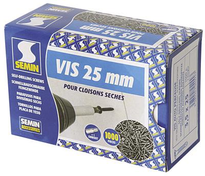 Vis TTPC 25MM x Ø3,5MM pour plaque de plâtre - Boite 1000 pièces