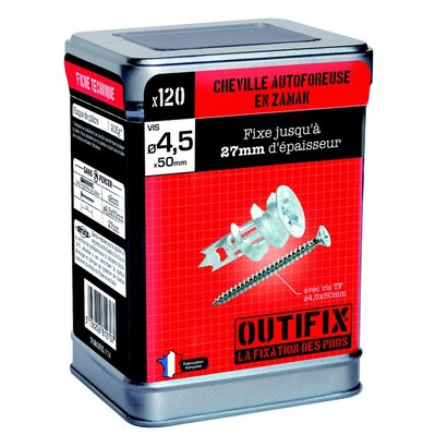 CHEVILLE ZAMAK AUTOFORANTE TOROFIX 4.5X50 ET VIS TF PAR 120