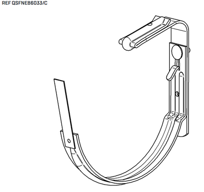 Crochet Negrafix + demi-lune pour gouttière 1/2 rond sur bac acier - Boudin 14MM - Développé 33CM