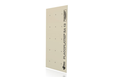 Plaque de plâtre Placoplatre® BA13 NF - long. 2,80m x larg. 1,20m
