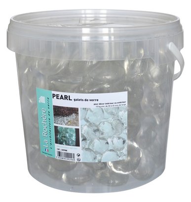 GALET VERRE TRANSPARENT PEARL 4.5 CM SEAU 10 KG