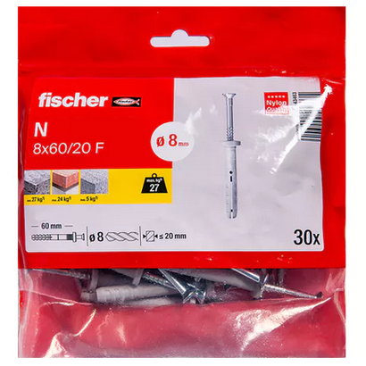 CHEVILLE A FRAPPER N A COLLERETTE LARGE D8X60 BOITE 30