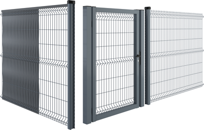 Grillage Panneau rigide HYBRID 2,50 m x Ht 1,72 m Gris 7016  - Maille 200 x 50 mm - Fil 4/5 mm