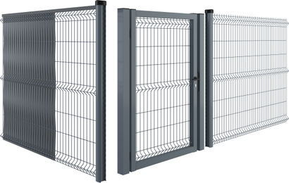 Portillon LARIO - largeur 1 m - Ht 1,25 m - Gris 7016 - Maille 200 x 50 mm - Fil 4 mm