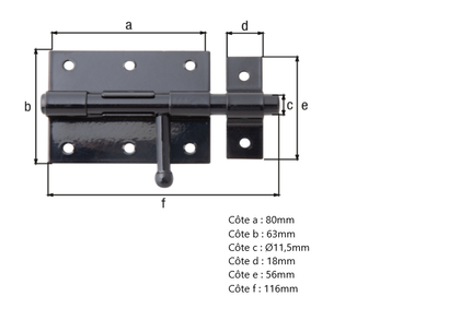 VERROU BOX NOIR ET GACHE ATTACHEE 80 -116