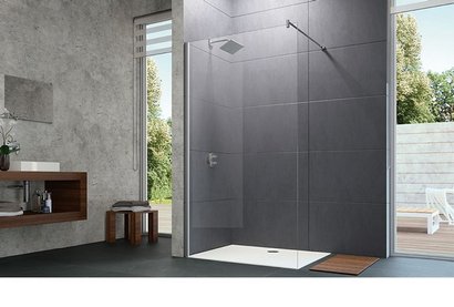 PAROI LATÉRALE SEULE WALK IN 1200MM FIXATION PAR BARRE TRANSVERSALE. VERRE DE 6MM. LARG.1190-1210MM