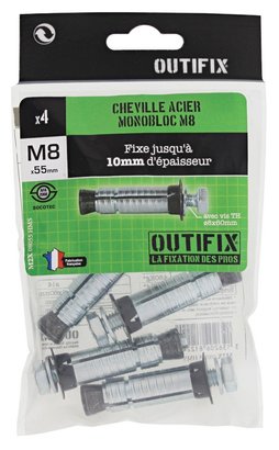CHEVILLE ACIER M2X D14X55 ET VIS PAR 4
