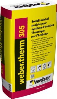 ENDUIT MINÉRAL PROJETÉ POUR I.T.E. WEBER.THERM 305 30205 30KG
