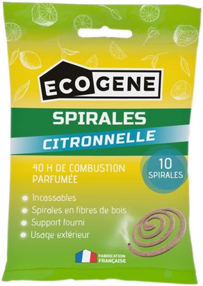 Spirales anti-moustiques citronnelle ECOGENE - Paquet de 10 pièces