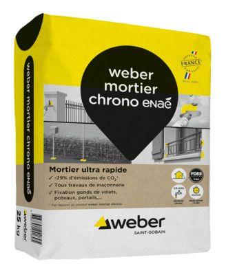 Mortier de maconnerie ultra-rapide WEBER MORTIER CHRONO ENAE (bas cabone) 25kg
