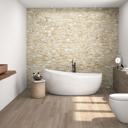 Carrelage mural grès cérame intérieur/extérieur AITANA 32x89cm ép.14,4mm - Rectifié - Sand