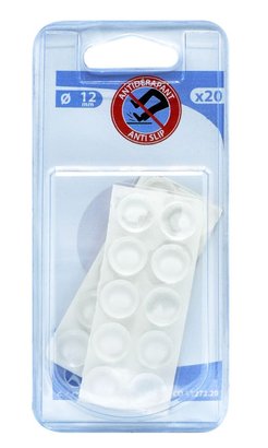 Butée ronde Amortisseur pour porte Plastique transparent Ø12mm Blister de 20