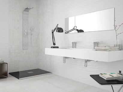 Carrelage mural faïence GLACIAR 30x90cm ép.9mm - Rectifié - Blanco Brillant