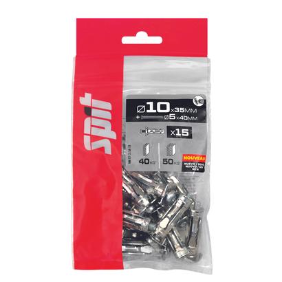 Cheville métallique à expansion STELLIX SPIT avec vis TR Ø5x40MM  Ø10x35MM - Sachet de 15 pièces